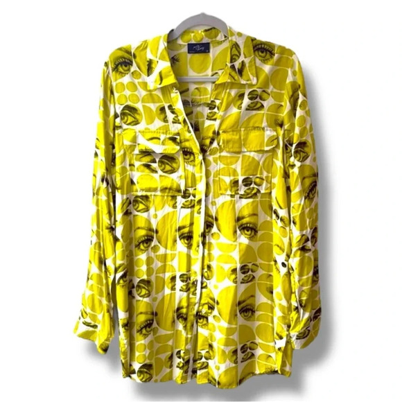 Milk and honey women’s button front blouse, long sleeve size medium Mod - Picture 1 of 6